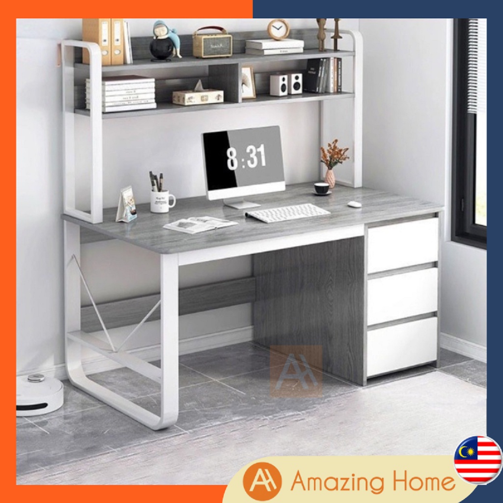 AmazingHome Working Desk with Shelf Drawer Table Study Desk Home Office ...