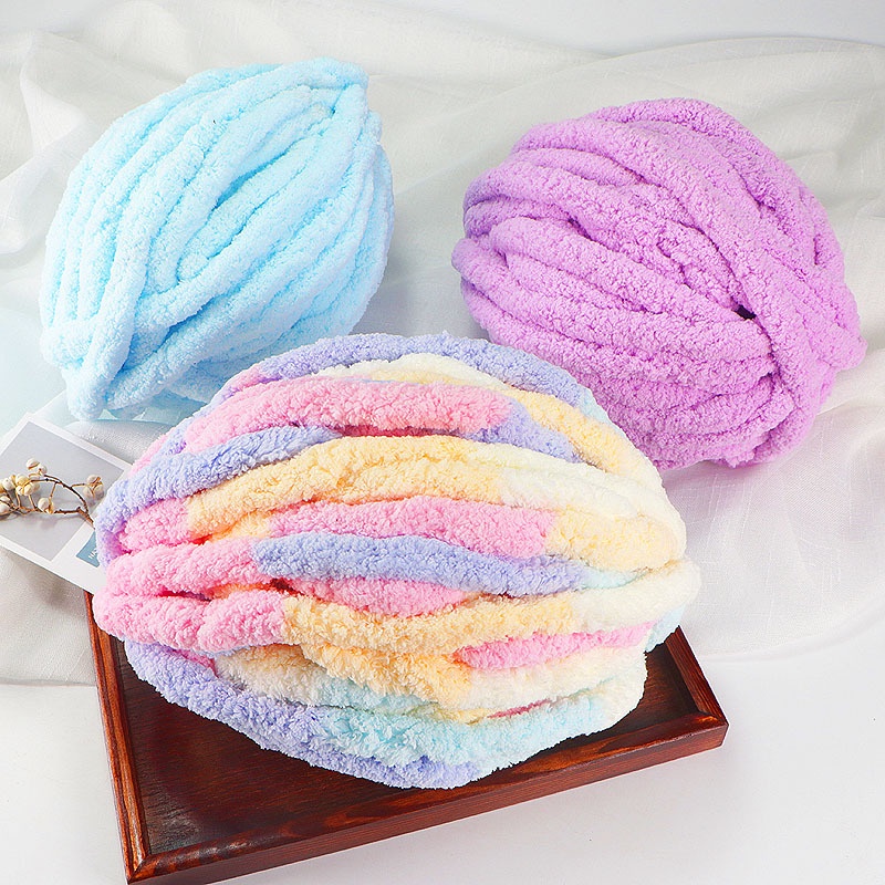 250gSuper Extra Thick Ice Bar Iceland Chunky Tubular Chenille Yarn Giant DIY Scarf Hat Blanket Cushion Cat Litter Ball Hand-Knitted diy Material bag Weave Craft Knitting Crochet 超粗冰岛毛线