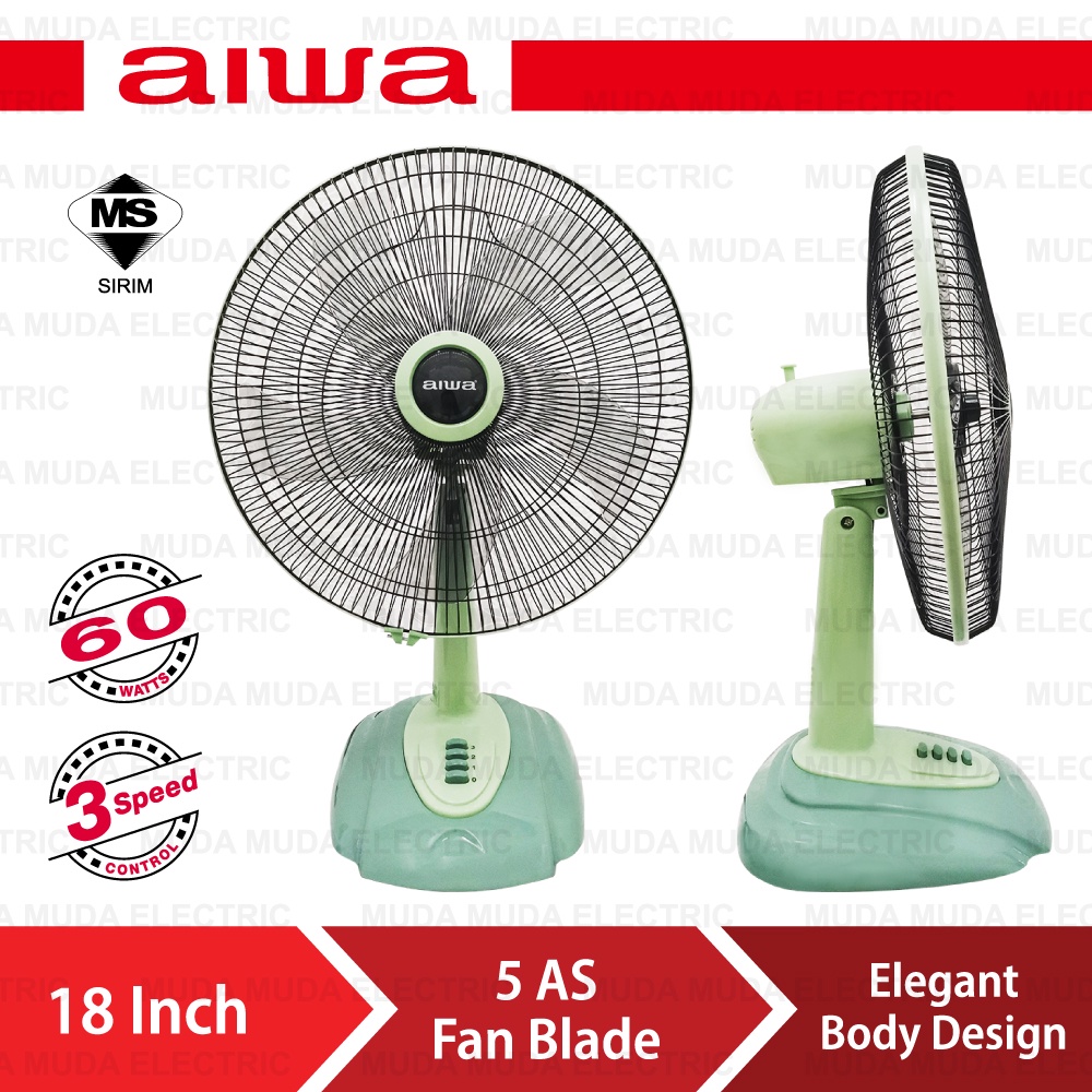 Aiwa 18" Inch Table Fan with 5 Blades Elegant Design Kipas Meja AW18TF