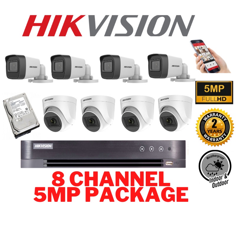 HIKVISION CCTV 8 Channel Set 5MP 4K Full HD 1920P With Hardisk iDS ...