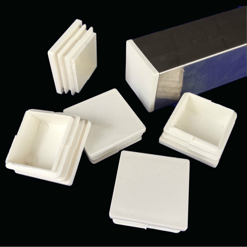 White Square /Rectangle Plastic End Caps Blanking Plugs Tube Box
