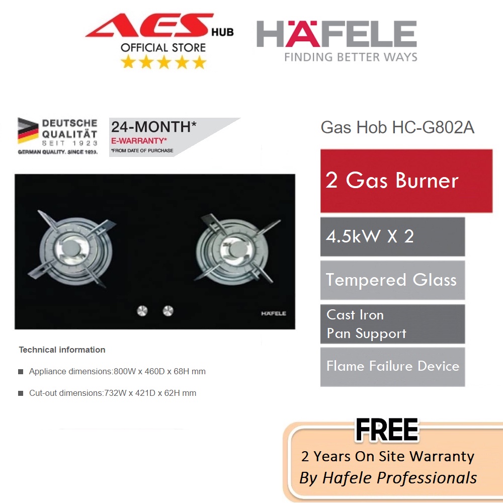 Hafele Gas Hob Built In Kitchen Hob 9.6kW Gas Cooker Gas Stove Dapur Gas Kaca Murah Dapor Gas