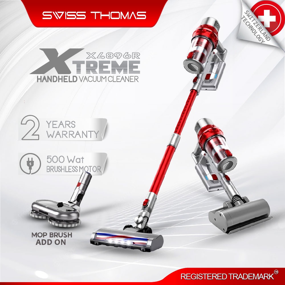 SwissThomas Cordless Vacuum Cleaner X4896R Brushless Motor 500W 34500PA CleanXtreme Series Handheld Vakum Cleaner