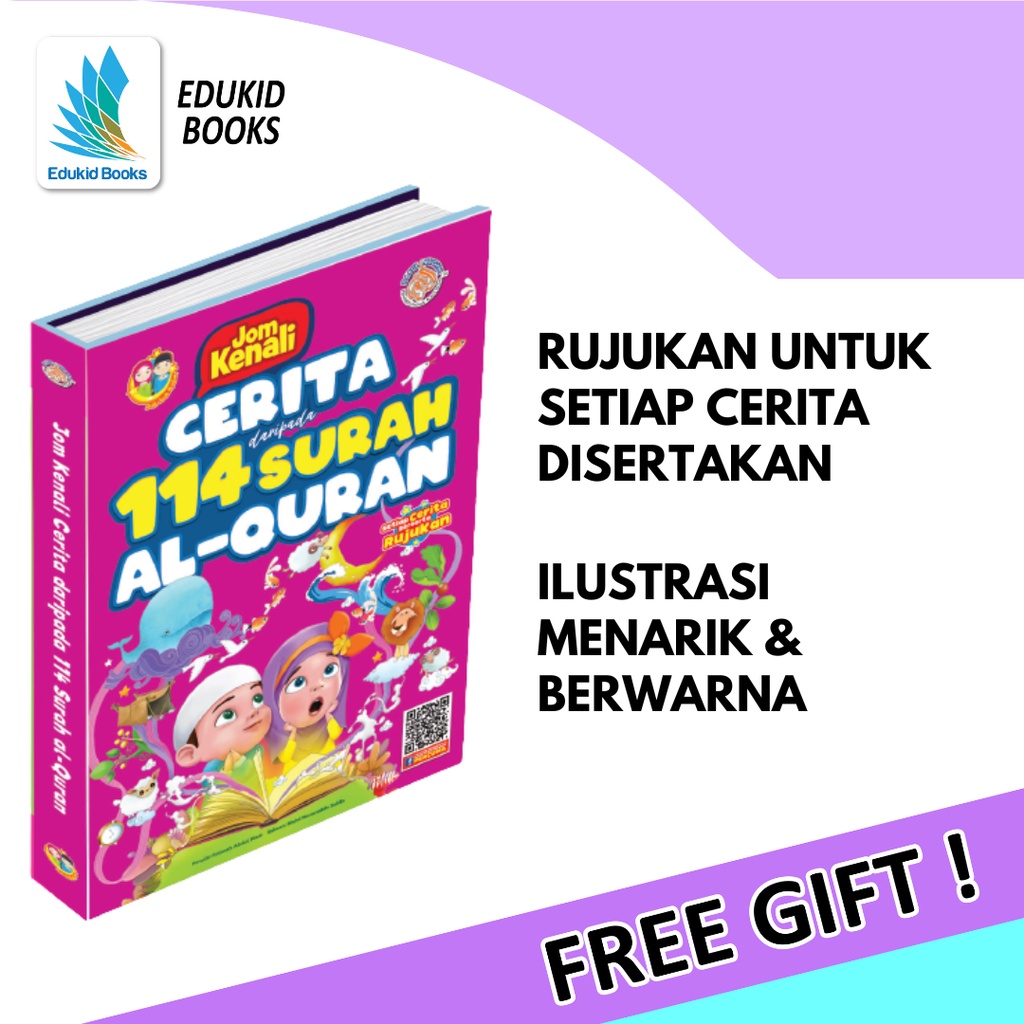 Buku cerita kanak kanak Jom Kenali Cerita Daripada 114 Surah Al Quran