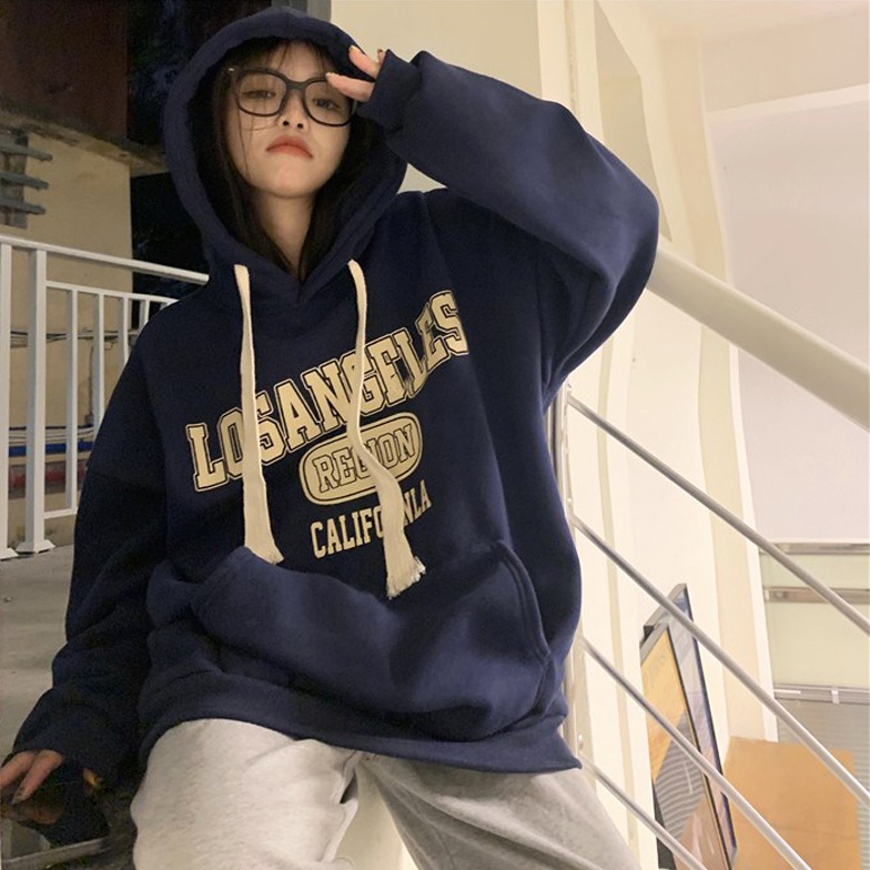 Ready Stock Hoodie Woman Navy Blue Oversized Hoodie Korean Styel Hoodie Couple Sweater Hoodie Lelaki Plus Size S-3XL