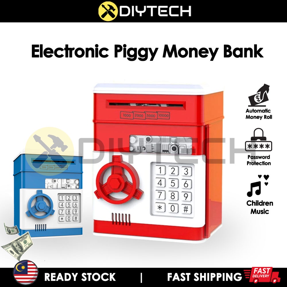 DIYTECH Electronic Piggy Bank ATM Money Safe Sound Effect Strongbox