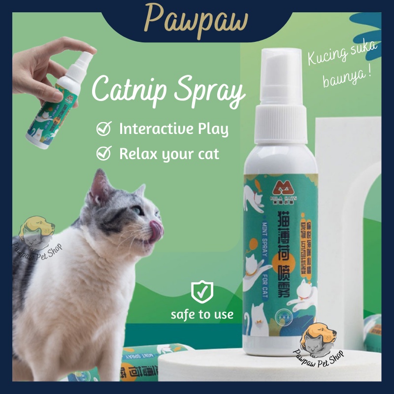 Pawpaw Catnip Spray For Cat Mint Grass Spray Cat Stress Relax Kucing
