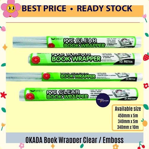 OKADA 450mm x 5m PVC Book Wrapper / Clear / Emboss / Pembalut Buku