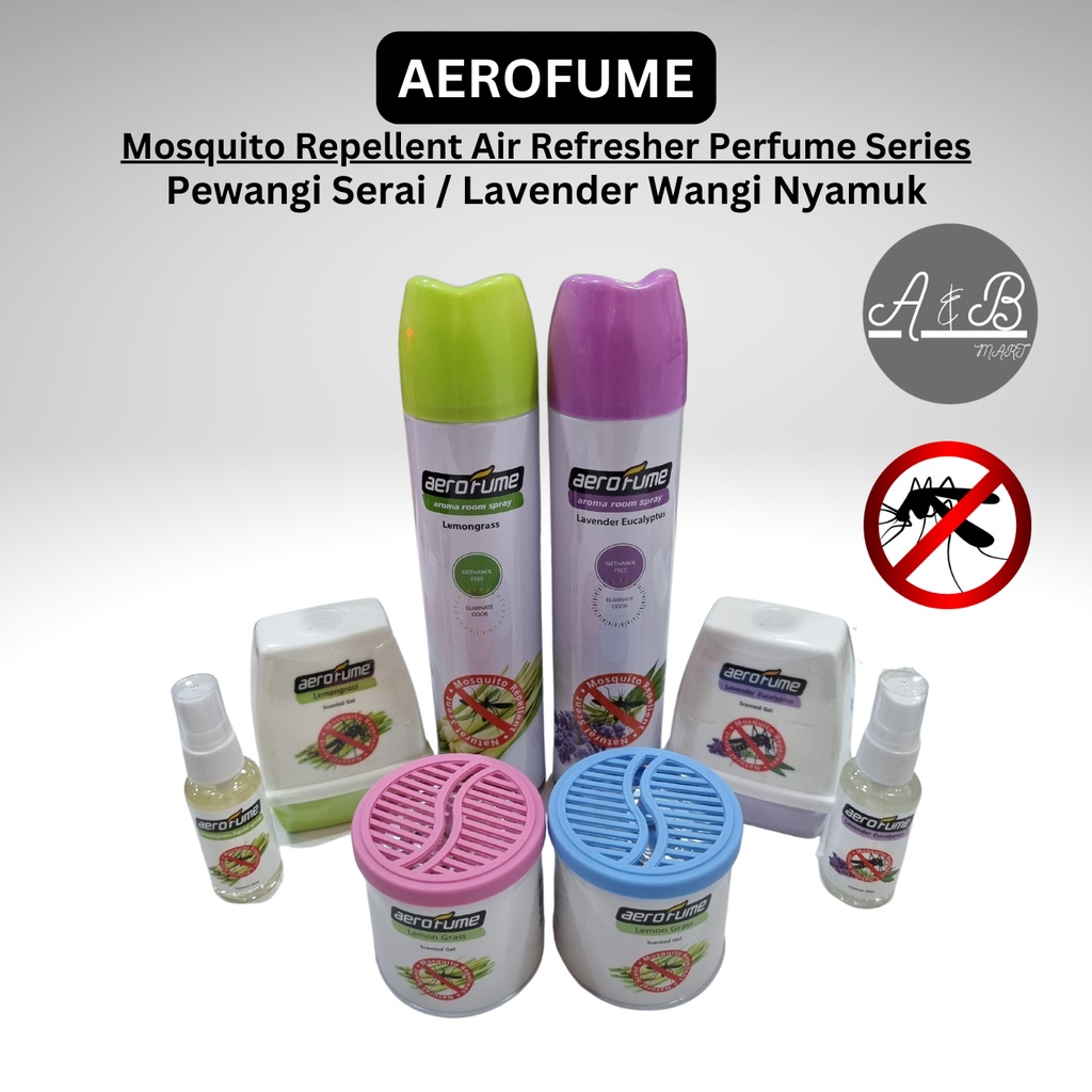 Aerofume Natural Mosquito Repellent Air Freshener Perfume Series Gel / Spray (Pewangi Serai
