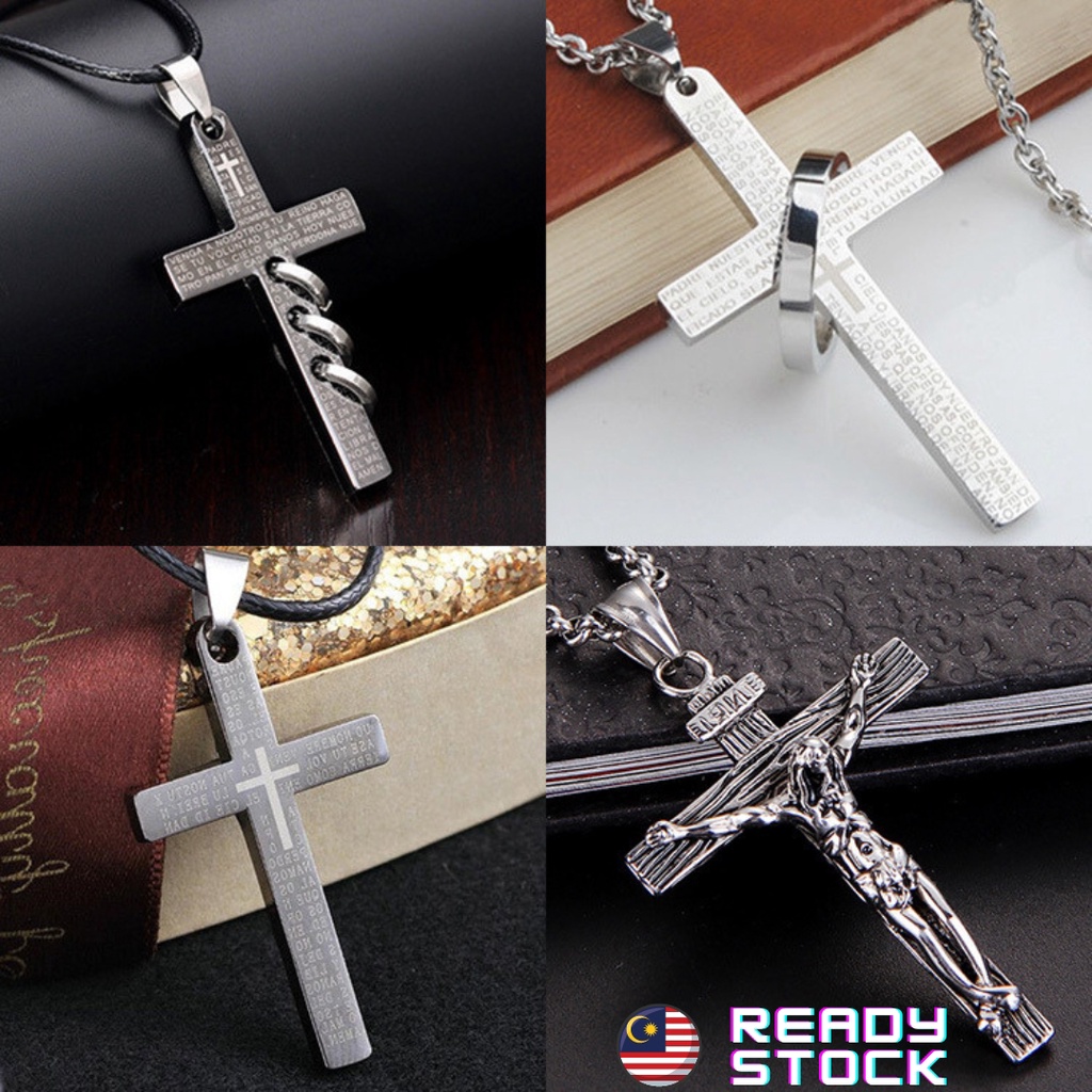 Cross Mens Necklace For Men Kalung Rantai Leher Lelaki Stainless Steel Gift For Men Women Chain Hip Hop Punk Male 男士潮流项