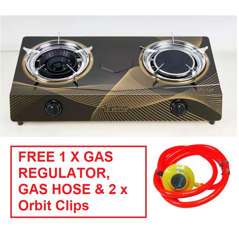 La Vinnce Premium Gold Hybrid Gas Stove (Free 1x Gas Regulator & Gas