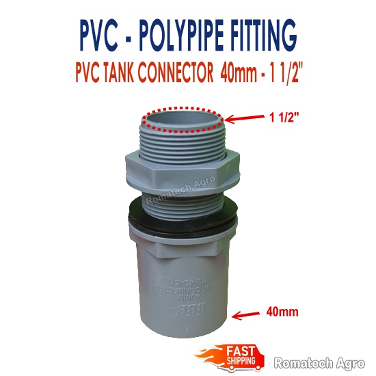 PVC Tank Connector 40mm 1 1/2" for Main Polypipe 50mm Fitting