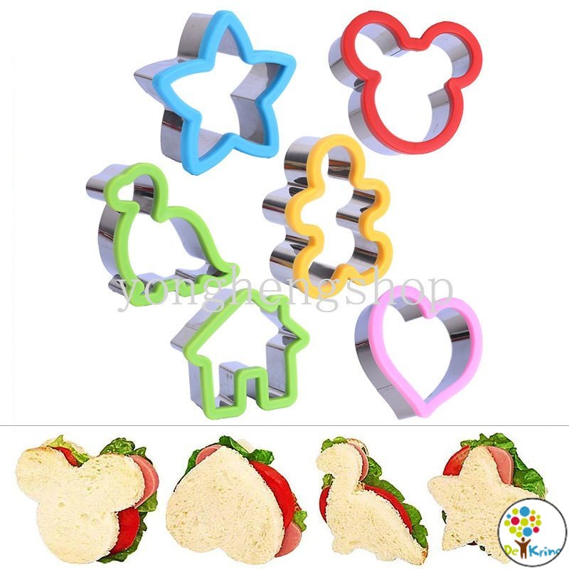 DK Stainless Steel Sandwich Cutter Cartoon Dinosaur Rabbit Toast Bread Mould Vegetable Cookie Cutters DIY Baking Mold