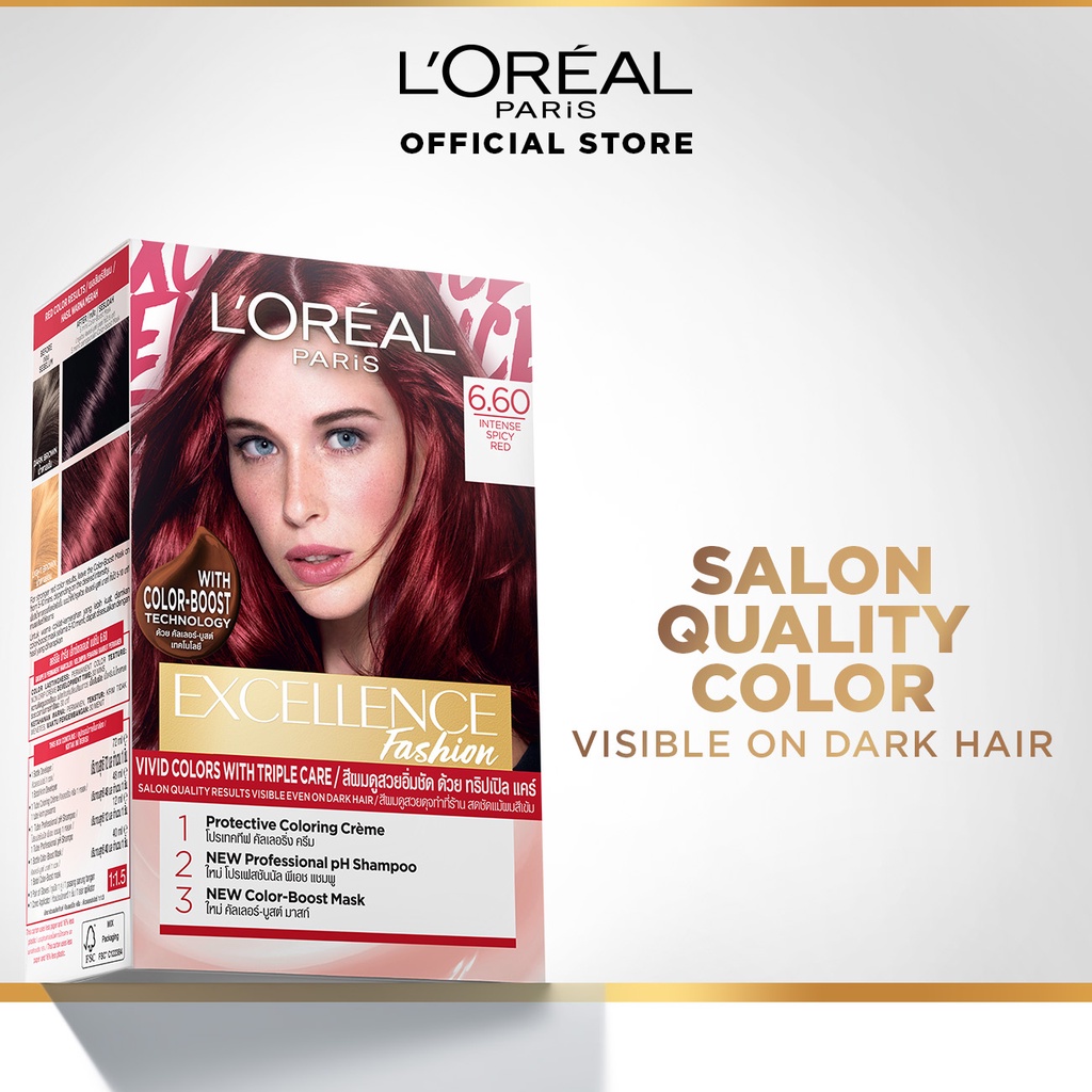 L'Oreal Paris Excellence Fashion Hair Color - #6.66 Red, Water Permeable (Hair  Dye) | Shopee Malaysia
