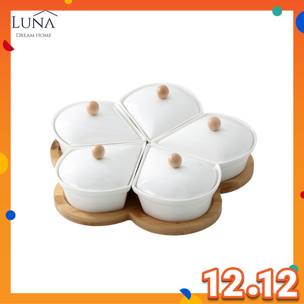LUNA [Clover Serveware Set] Nasi Lemak Platter Fruit Basket Snack Plate