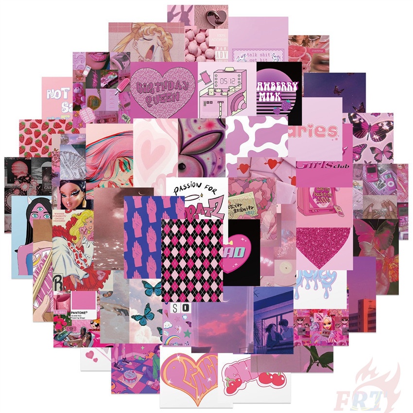 50Pcs/Set ❉ Pink Journal . Dream Girl Series 01 Stickers ❉ DIY Fashion Waterproof Decals Stickers