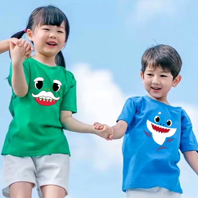 Baby Shark Cartoon Tshirt Girls Boys T Shirt Available Cartoon Shark Girl and Boy Cartoon T Shirt Funny Children Summer Short Sleeve Tops Tee Kids Causal Shirts