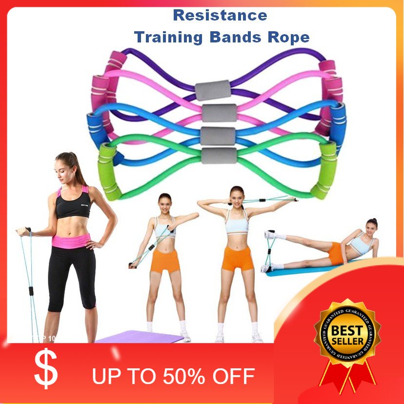 🎁KL STORE✨  Yoga Pulling 8 Shape Exercise Rope Resistance Bands Rubber Bands for Fitness