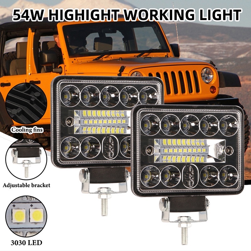 Work Light Car LED Fog Light 18LED 54W 12V 24V 6500k Truck Tractor Off
