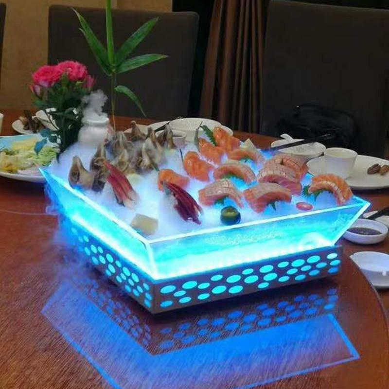 totCreative Glow Sashimi Plate Seafood Large Tray Lobster Salmon Plate Buffet Display Plate Fruit Plate Cold Dish