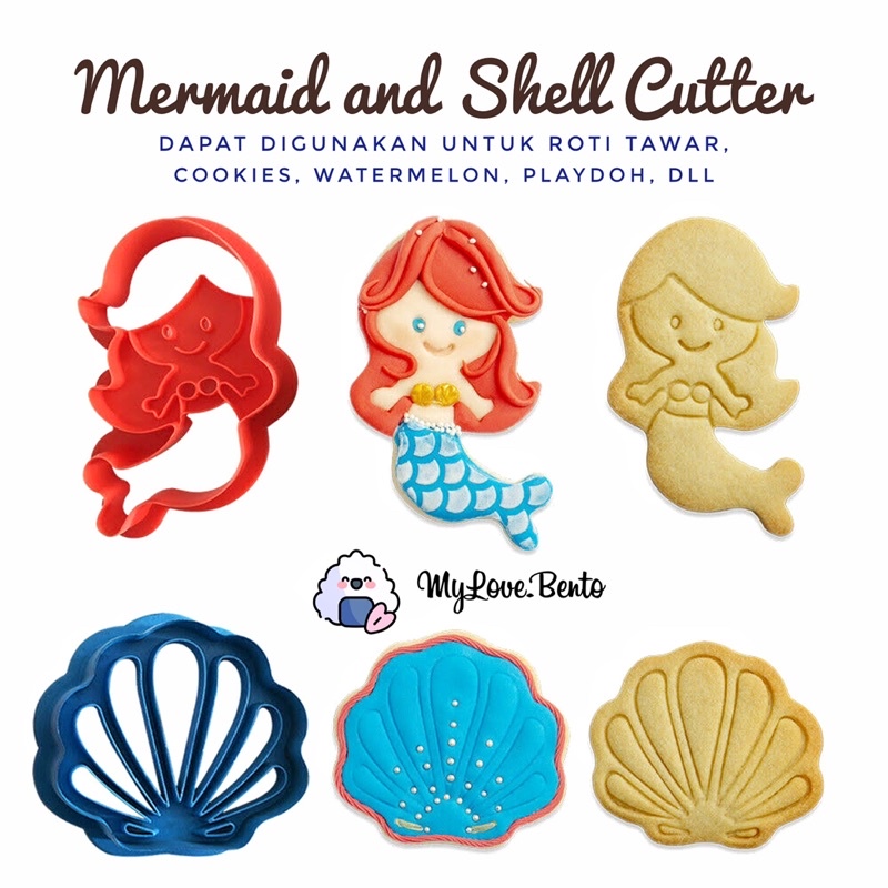 Mermaid and Shell Bento Tools Cookie Cutter Bread Mold