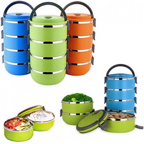 4 Tier Tiffin Stainless Steel Lunch Box / Tiffin Carrier | Shopee Malaysia