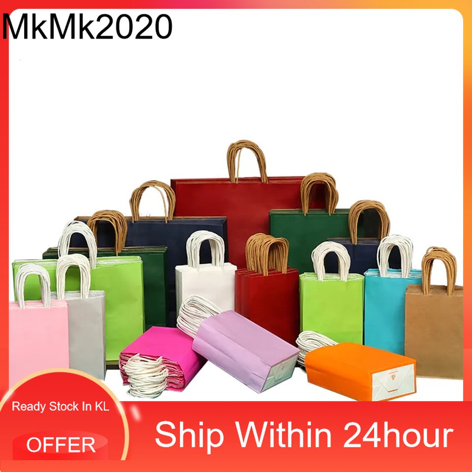 Paper Bag Beg Kertas Shopping Bag Gift Bag Retail Bag Colour Kraft Paper Bag Wedding Birthday Bag