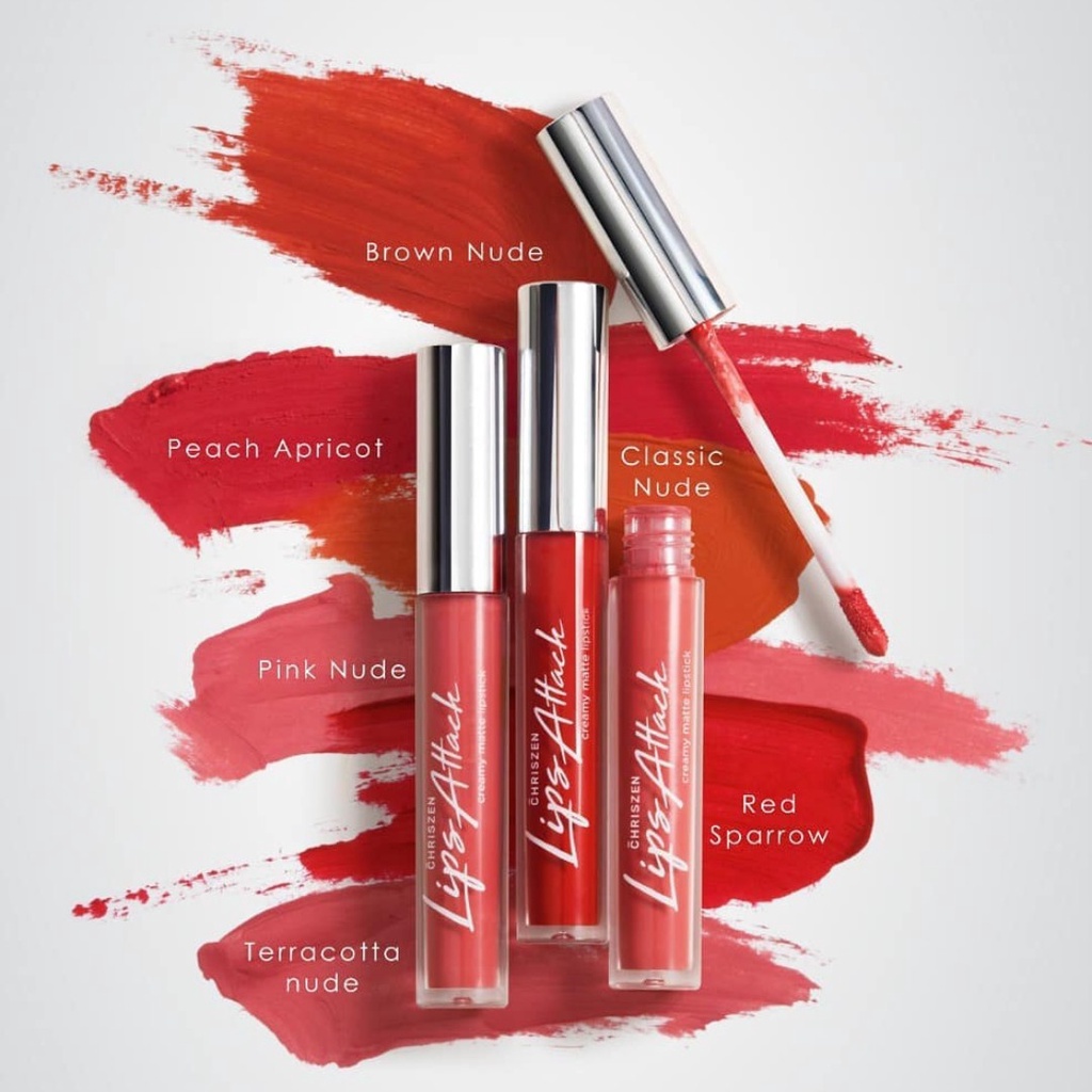 Local s ] Chriszen Lips Attack Creamy Matte Lipstick Gincu Bibir Kosmetik
