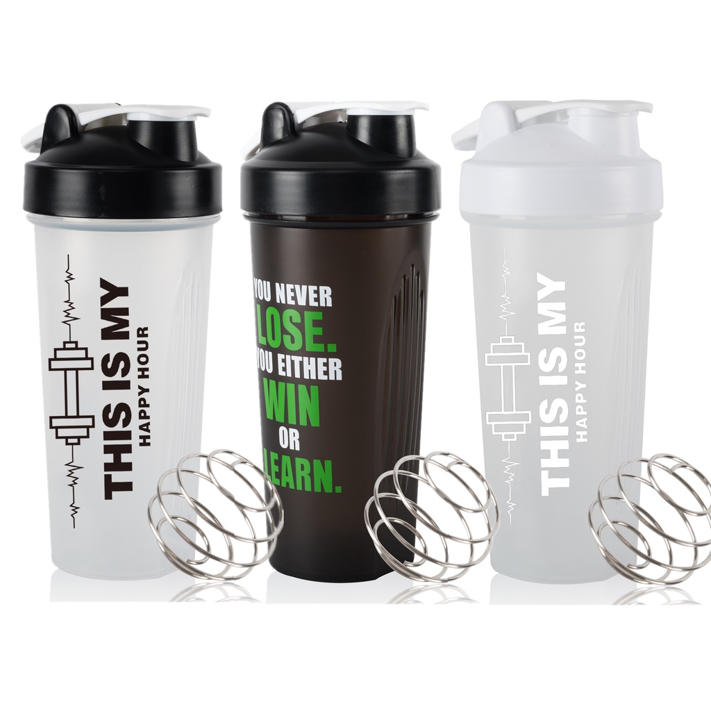 GEMFUL 600ML Protein Shaker Bottle Mixes BPA-Free Leak Proof Mixer Blender Water Cup 20oz for Sports Gym Fitness