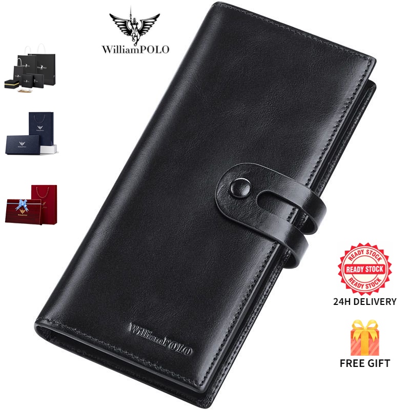 WilliamPOLO Men's Long Wallet Leather Large Capacity Multi-function Card  Bag Integrated Men Wallet 男士钱包长款真皮大容量多功能卡包一体钱包男| Shopee Malaysia