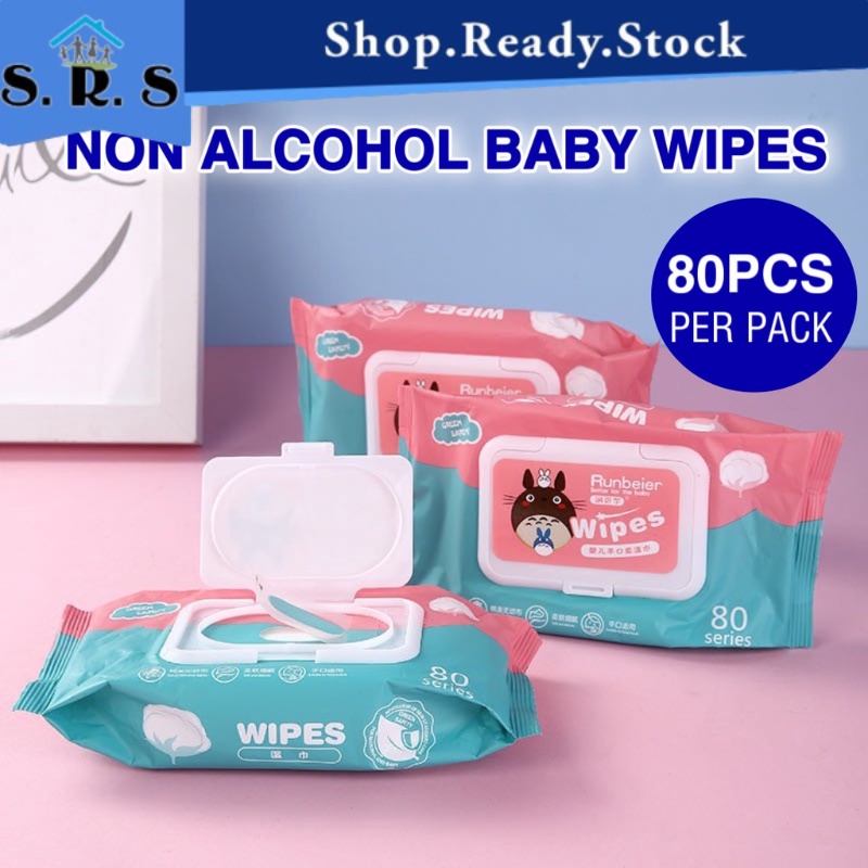 SRS_ 80PCS NON ALCOHOL BABY WIPES / BABY WET TISSUE ANTI BACTERIAL WET TISSUE / TISU BASAH BAYI / TISSUE BASAH