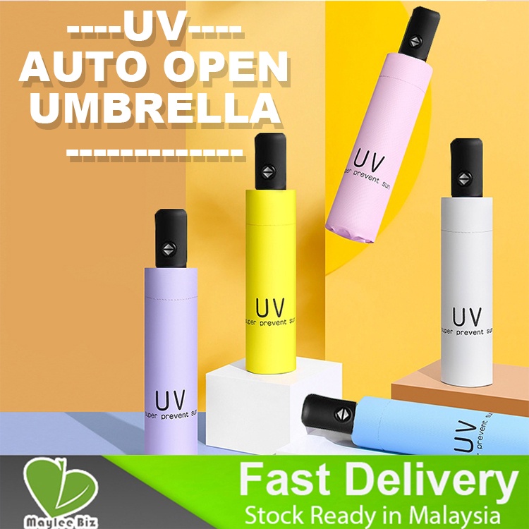 Large Size Auto Open Dual-Use 8 Bone UV Umbrella Sun Folding Sunscreen Rain Parasol Frame Windproof Manual Fiber School