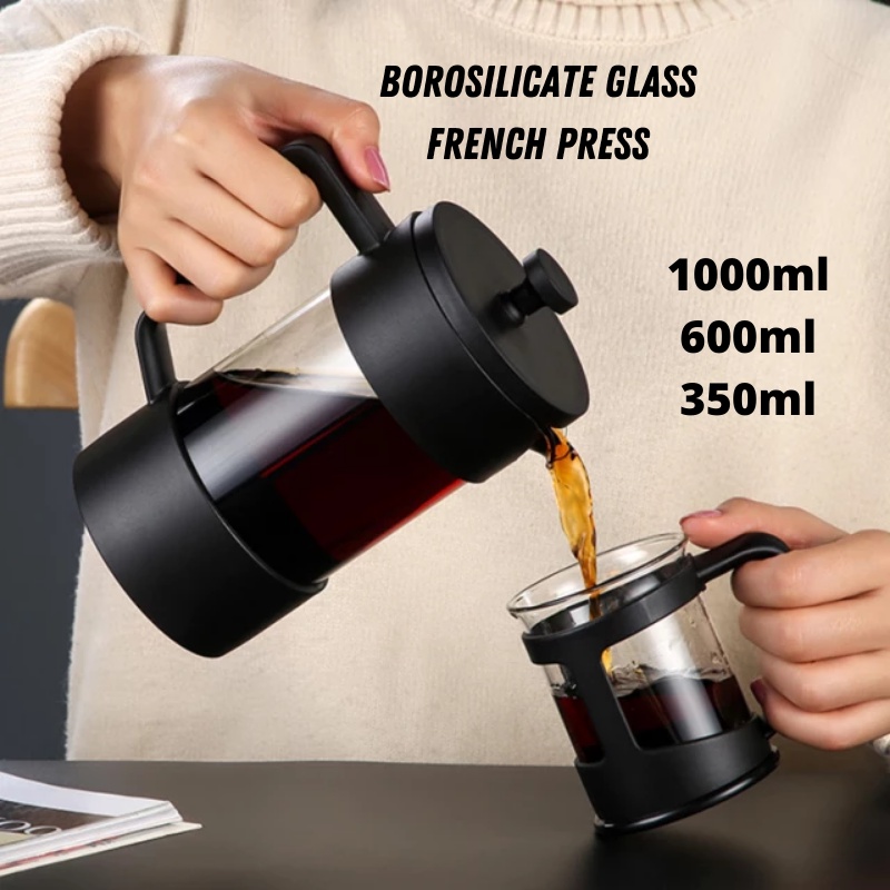 High Quality -350ml /600ml/1000ml French Press Coffee Maker with Borossilicate glass Coffee Plunger