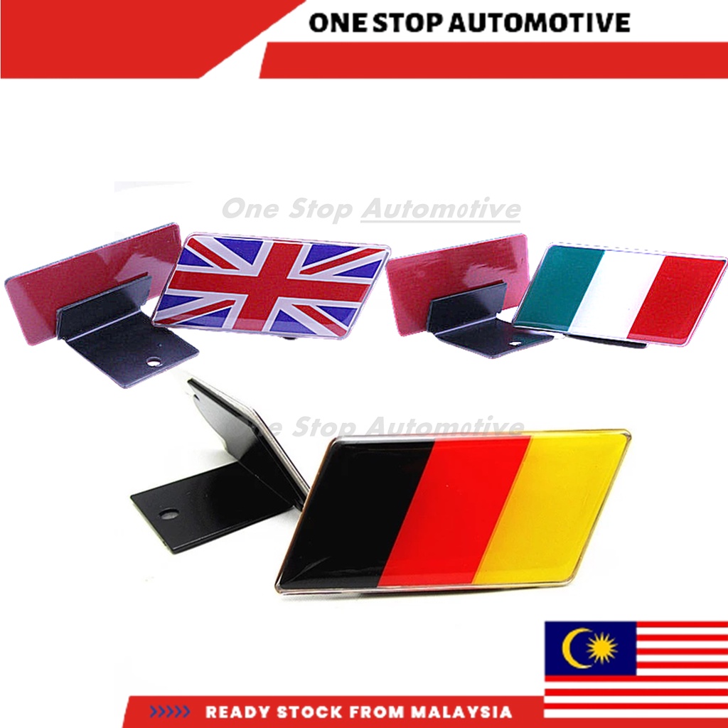 3D German Italy UK Flag Grille Emblem Badge for Volkswagen Audi BMW Mercedes Jaguar Mini Cooper Maserati