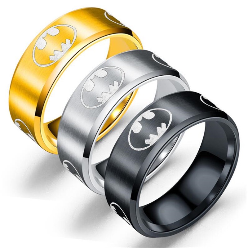 Ready Stock Good Quality Stainless Steel Material Width 8MM Punk Fashion  Rock Batman Ring For Men Women Jewelry Gifts fj308 | Shopee Malaysia