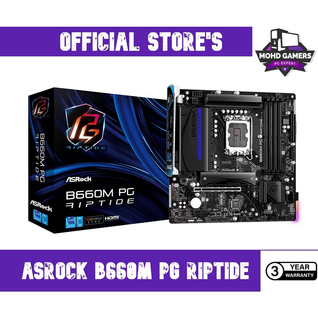 ASRock B660M PG Riptide Micro ATX LGA1700 Motherboard | Shopee Malaysia