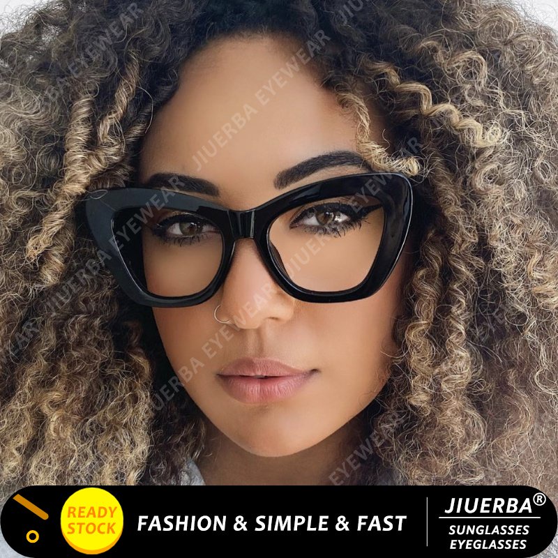 (JIUERBA) New Fashion Design Cat Eye Sunglasses Vintage Fashion Leopard Colorful Anti Blue Light Eyeglasses