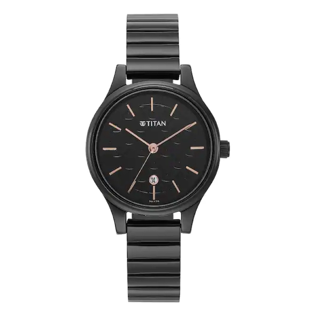 Titan Ladies Karishma Black Dial Metal Strap Watch For Women 2679NM01