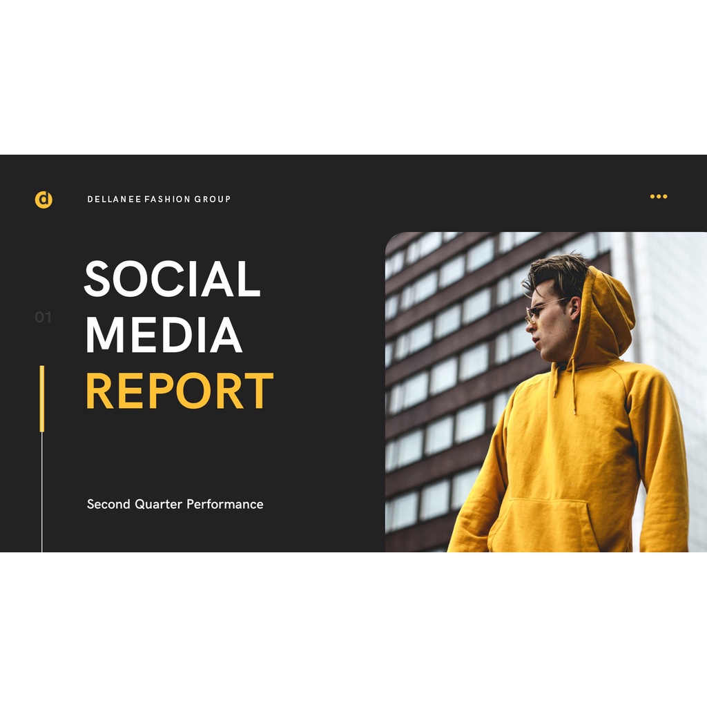 Presentation Slide Template Black and Yellow Fashion Marketing Social Media Report