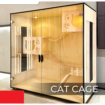 Upgrade New Premium Cat Cage Tempered Glass Door Villa Home Sleep Kiiten Anti Scratch Sangkar Kucing Tidur