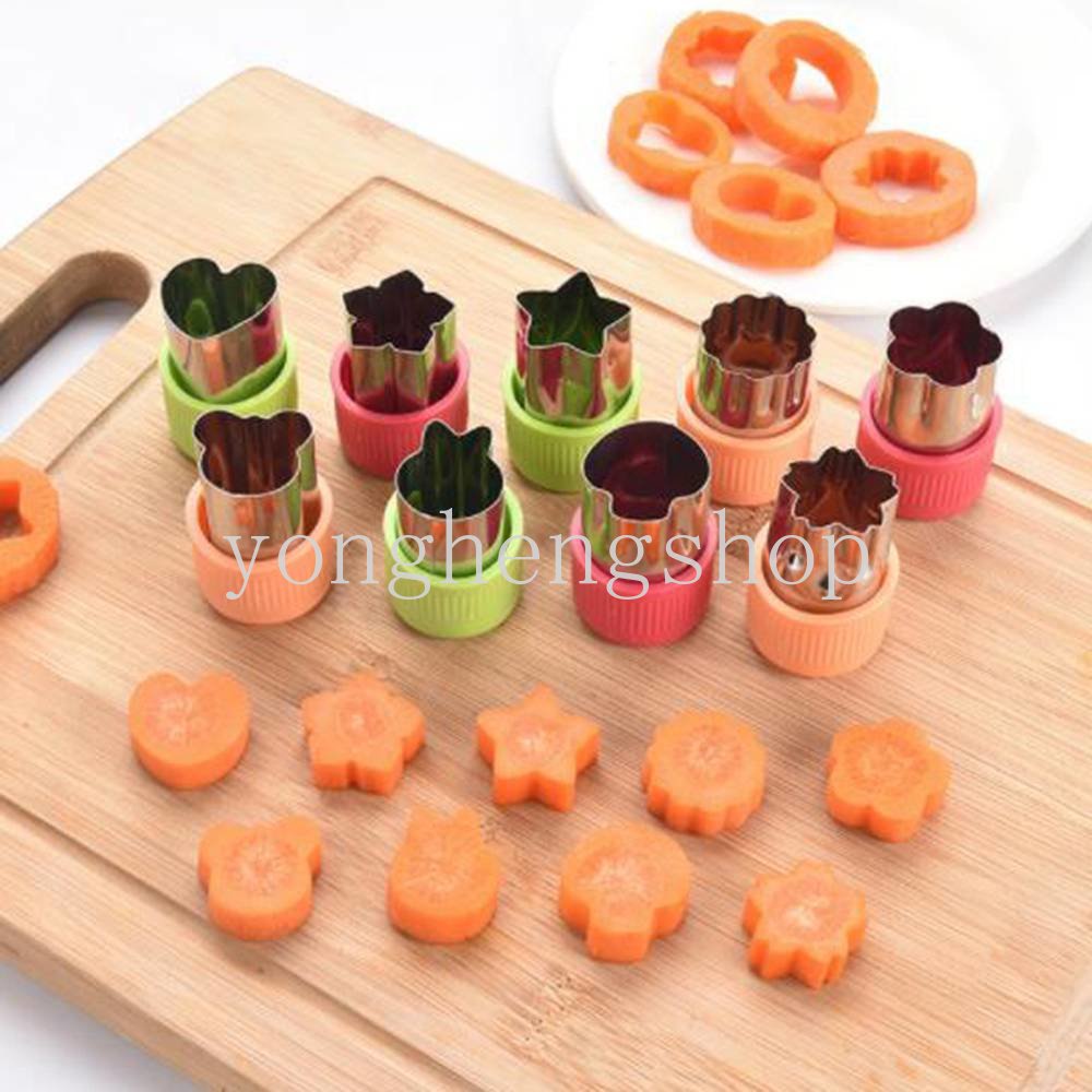 1pcs Mini Star Heart Flower Shaped Fruit Vegetable Cutter Stainless Steel DIY Cookie Cutters Pastry Biscuit Embosser Kids Bento Mold Kitchen Gadgets