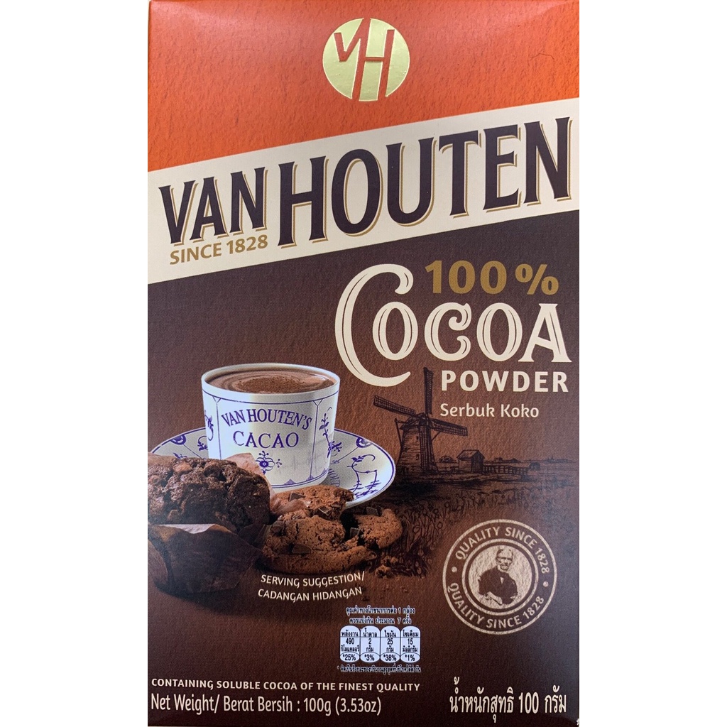 Van Houten 100 Cocoa Powder Serbuk Koko Vanhouten 100g/350g Shopee Malaysia