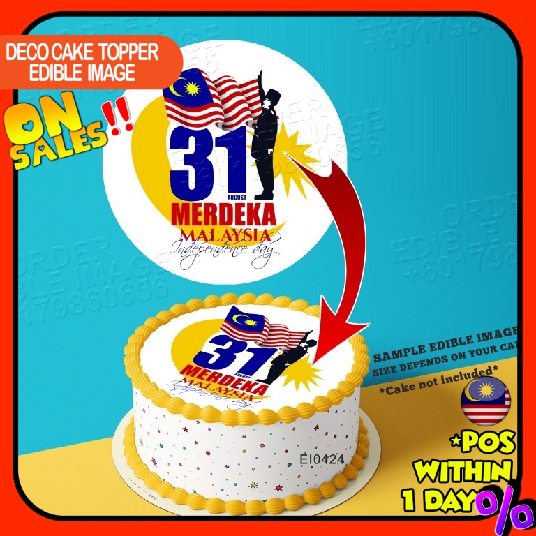 Printing EI Edible Image Hari Kemerdekaan Kebangsaan Independence National Day Malaysia Merdeka Flag Bendera Sheet Cake