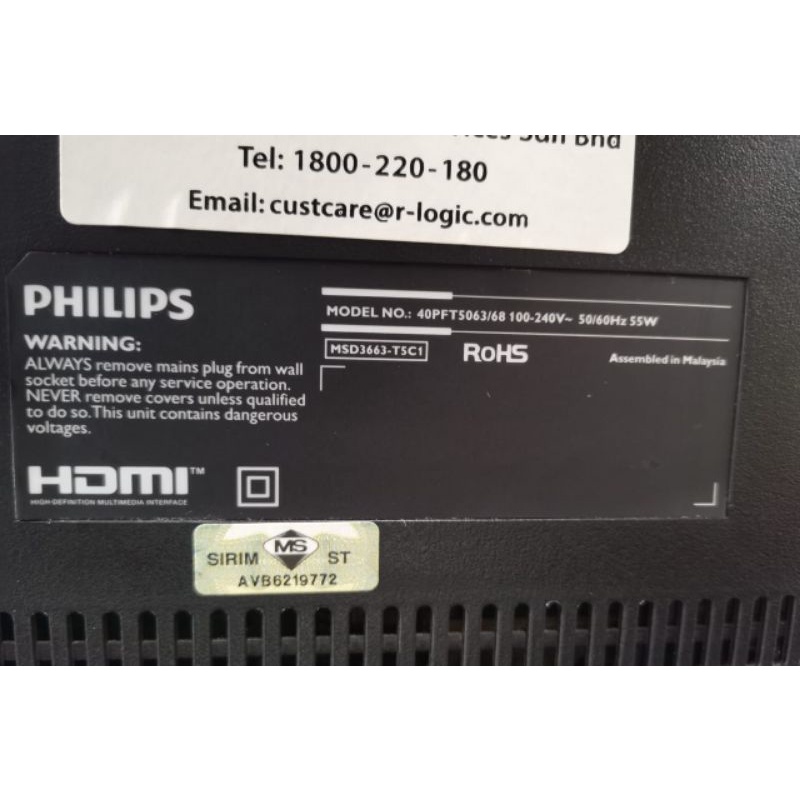 Philips 40PFT5063/68 Screen crack Aio board:MSD3663-T5C1 Speaker Lvds ...