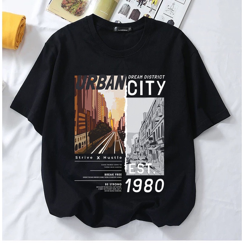 URBAN CITY 100% COTTON T-SHIRT LENGAN PENDEK /T-Shirt Fashion 3XL/Oversize/Couple/Plus Size Tee/MURAH