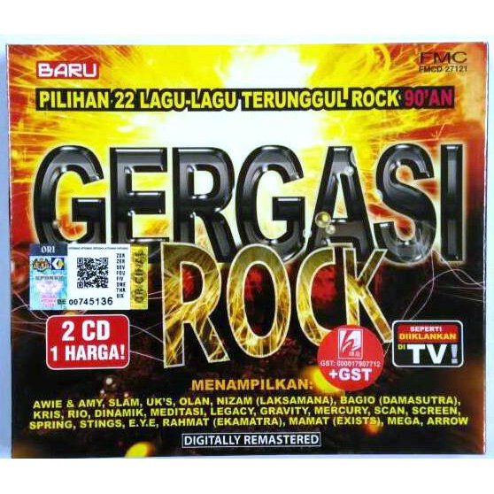 Gergasi Rock 2CD Digitally Remastered 22 Lagu Terunggul Rock Awie Amy Slam Ukay Olan Kris Dinamik Meditasi