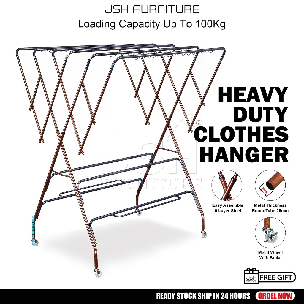 Anti Rust Clothes Hanger by JSH H8 - Copper Indoor Outdoor Foldable Cloth Drying Rack / Rak Penyidai Baju / Ampaian Baju