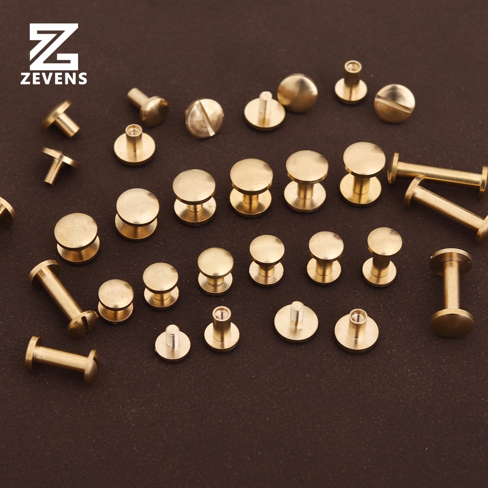 Brass Arc Belt Screw Stud Double Curved Head Chicago Nail Rivet For Leather Craft DIY Belt/strap Accessories-Multi-size