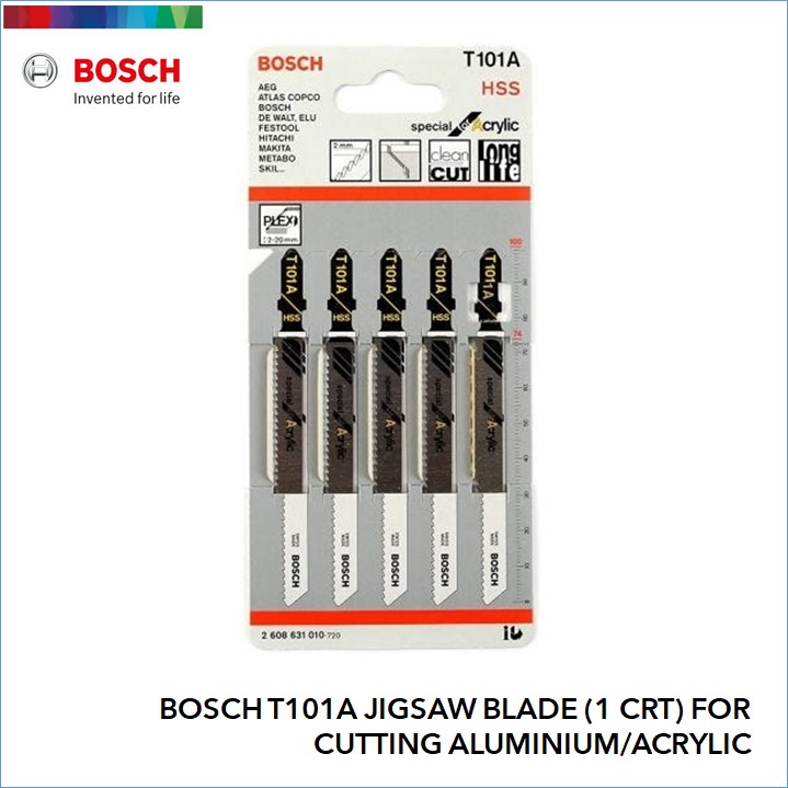 Bosch T101A Jigsaw Blade (5Pc/Pack) For Aluminium / Acrylic Perspex (2