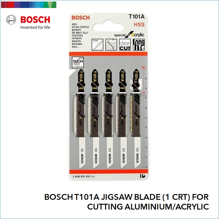 Bosch T101A Jigsaw Blade (5Pc/Pack) For Aluminium / Acrylic Perspex (2 ...